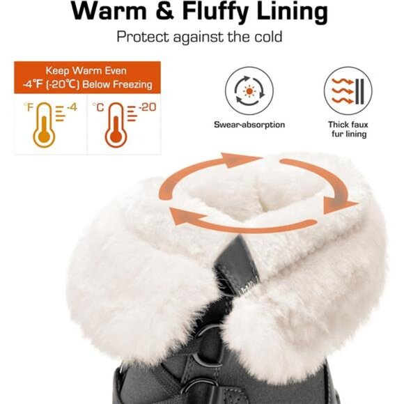 Women's Winter Boots Mid-Calf Boots Faux Fur Lined Lace Up Anti-slip Booties - Picture 4 of 6